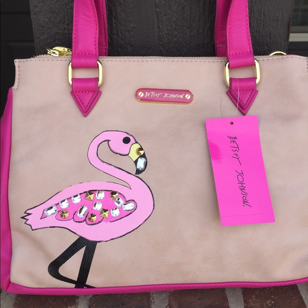 NEW Betsy Johnson Summer Flamingo Handbag